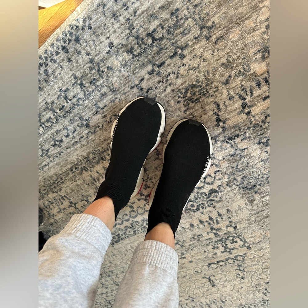 Balenciaga speed shoes. Size 38 EU. (Size 7.5 US) Black white and pink. - Picture 15 of 16